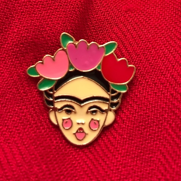 NWT Beautiful Frida Kahlo Tack Pin Red One inch tall - Picture 1 of 5